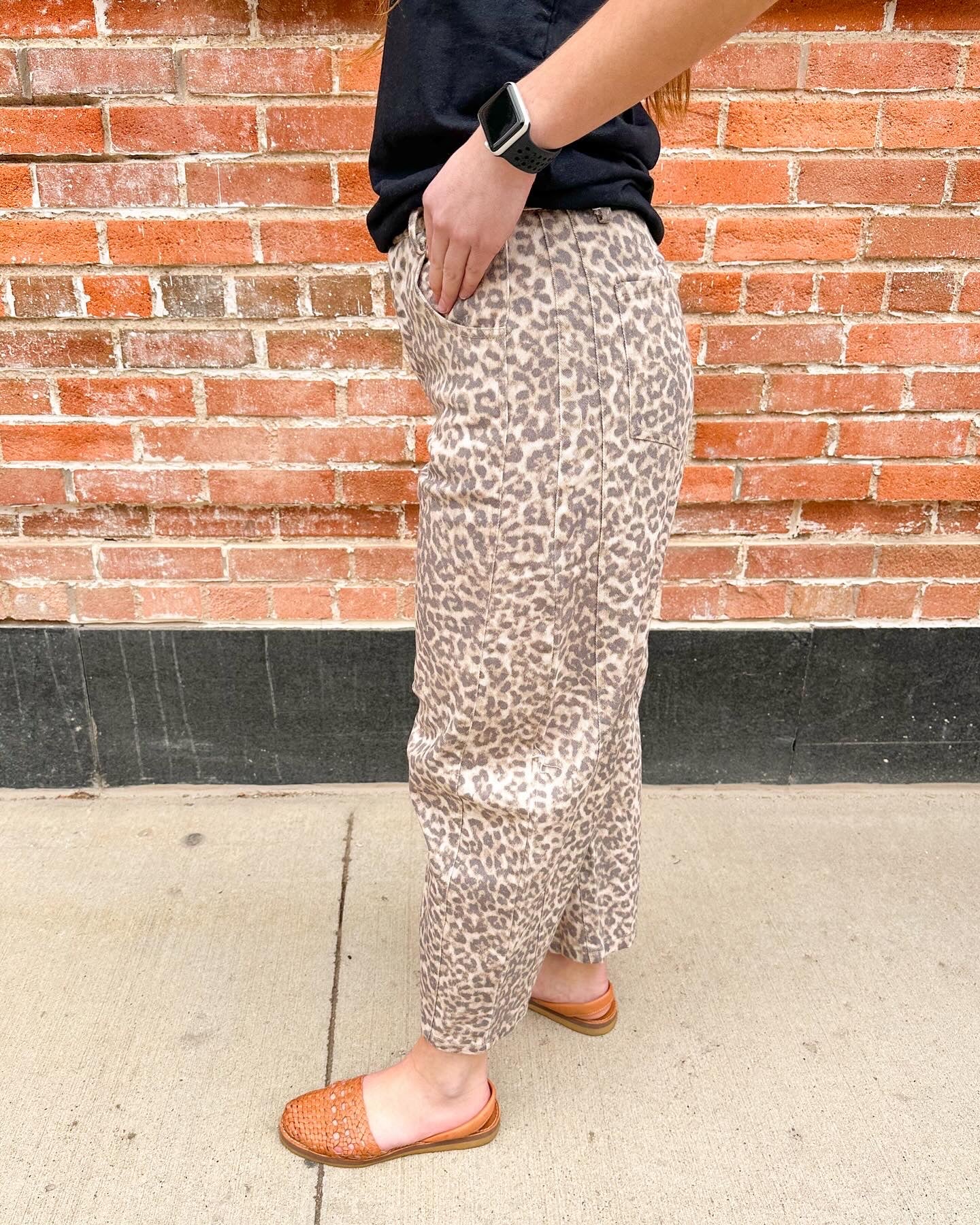 Wyld Leopard Barrel Jeans