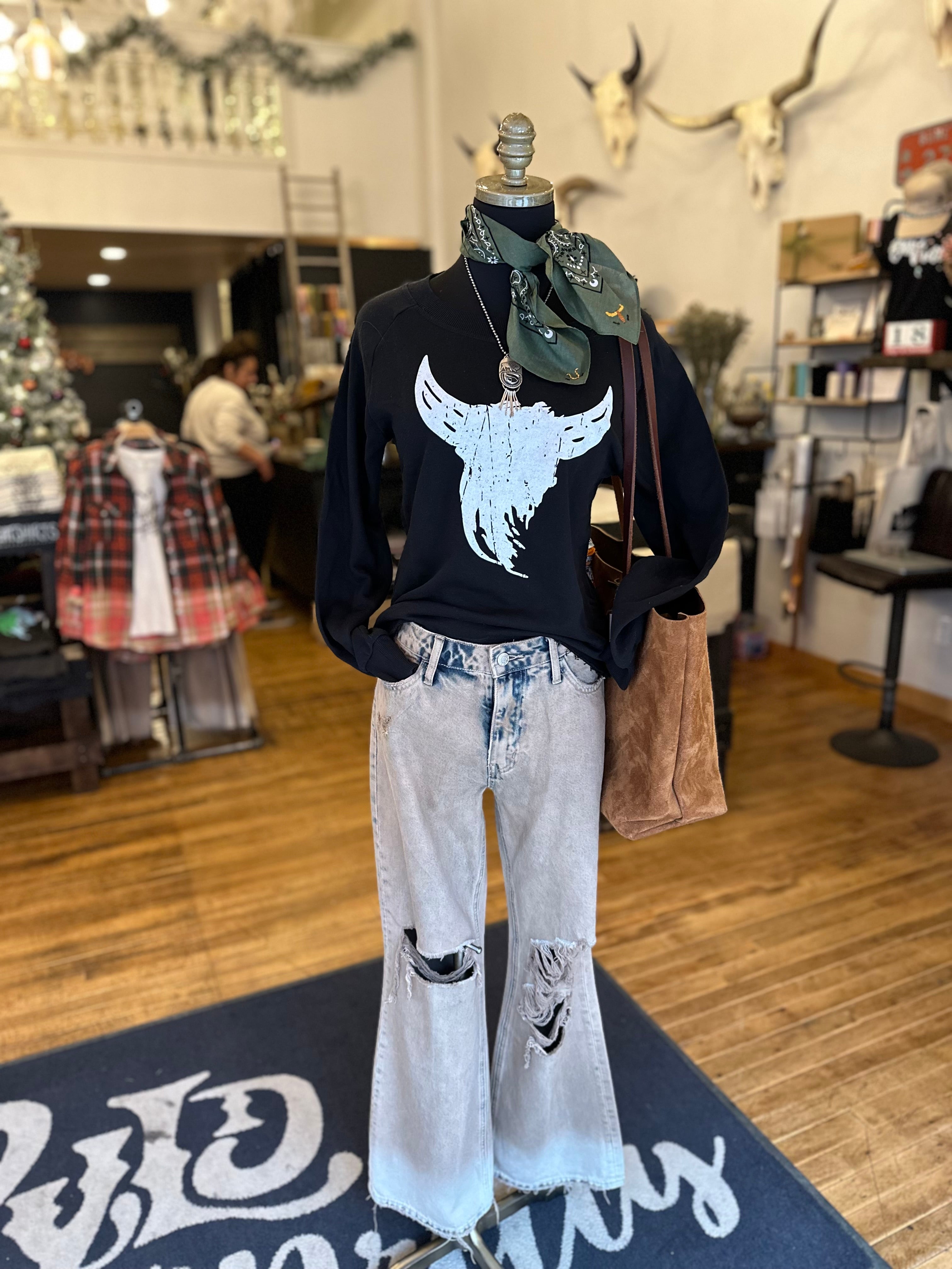 Embroidered Longhorn Love Bandana