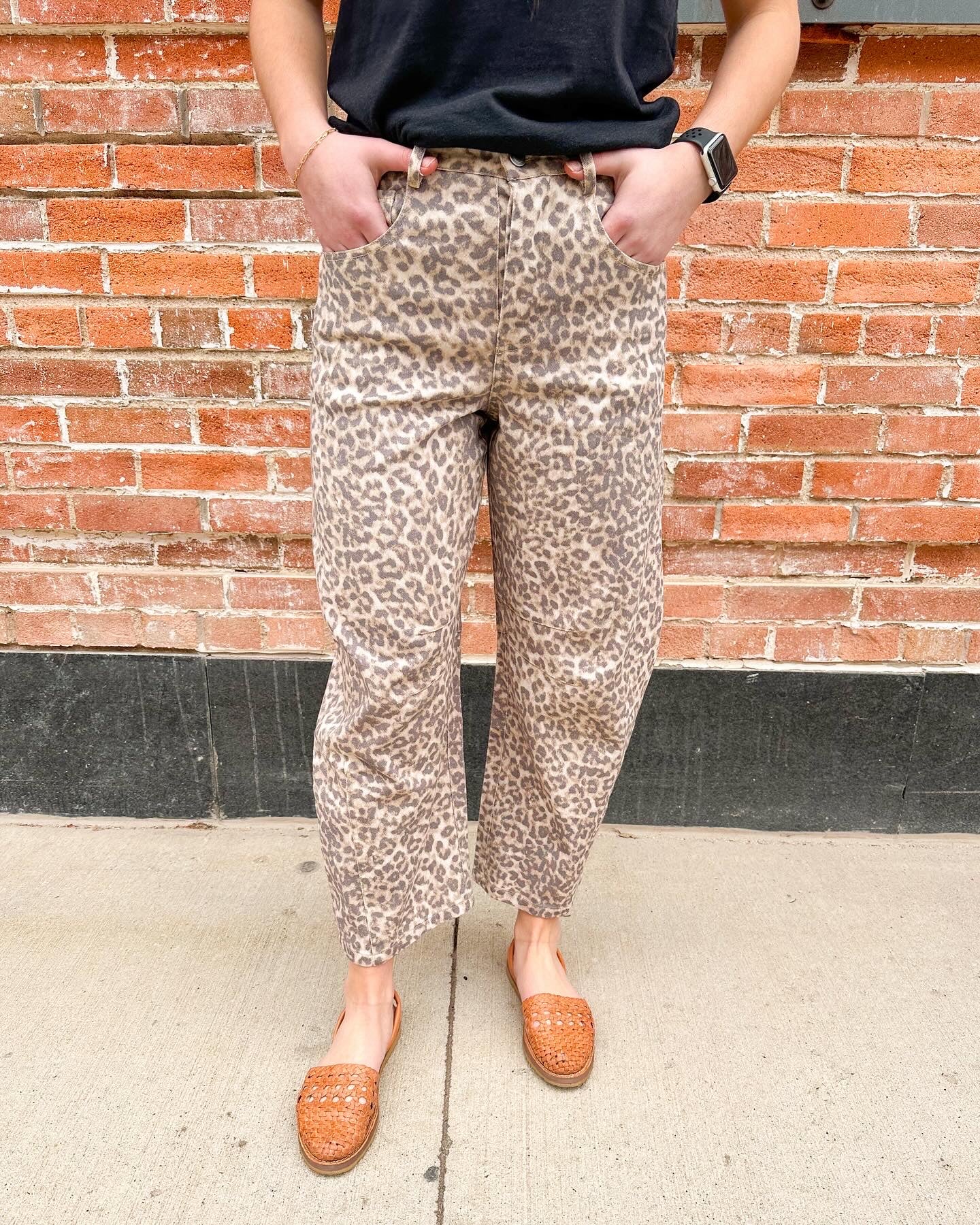 Wyld Leopard Barrel Jeans