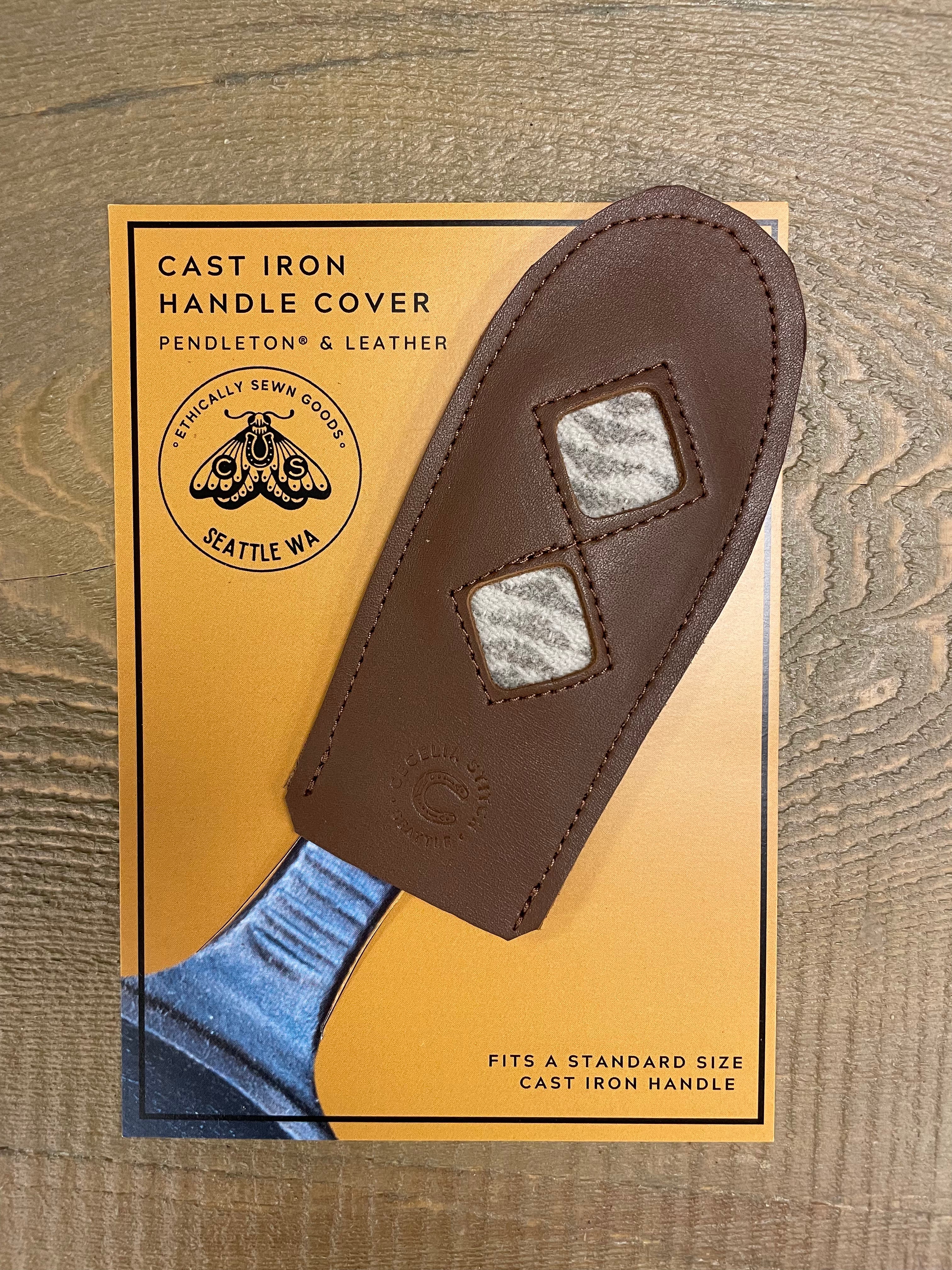 Leather + Wool Cast Iron Handle Cover
