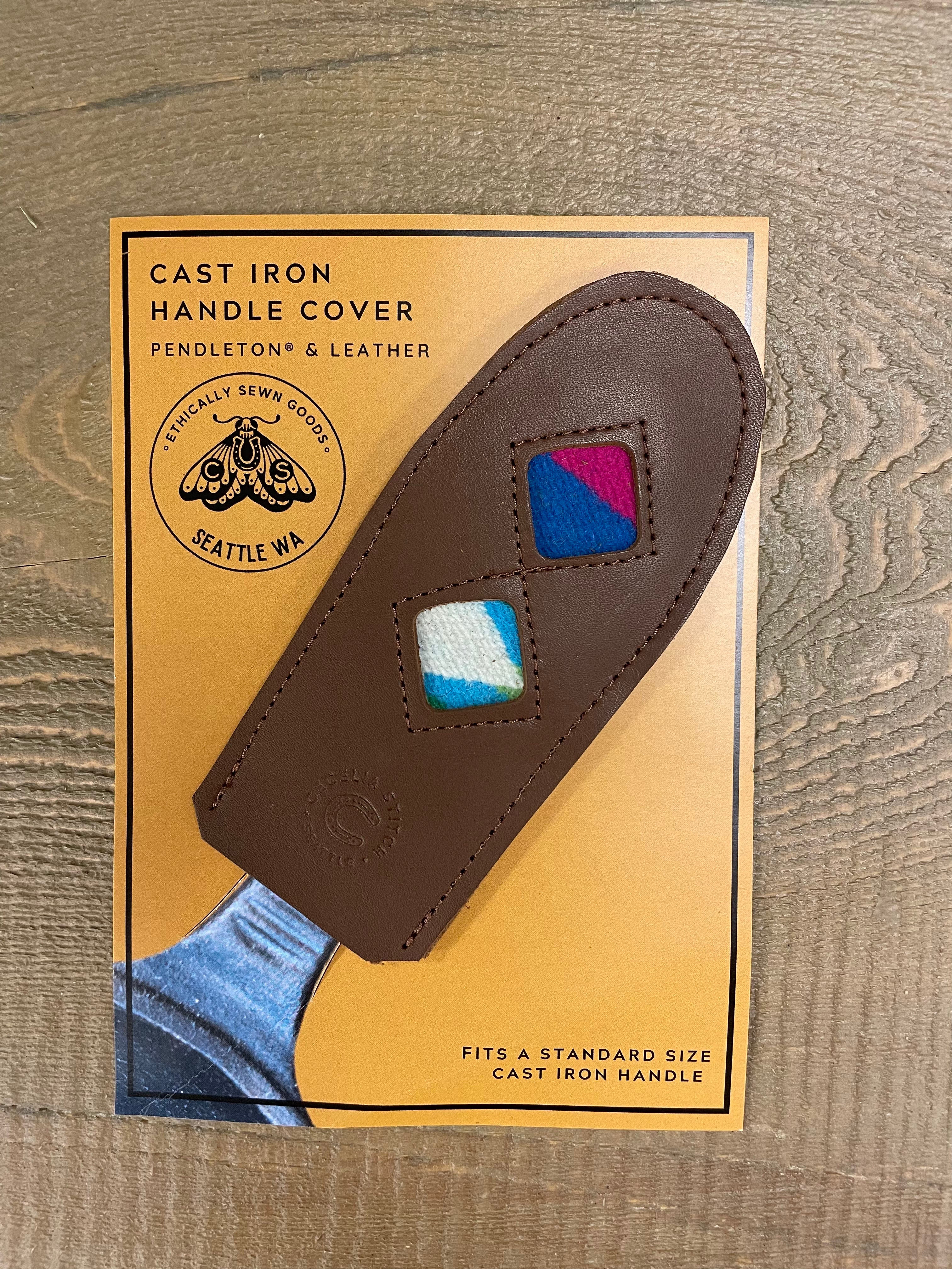 Leather + Wool Cast Iron Handle Cover
